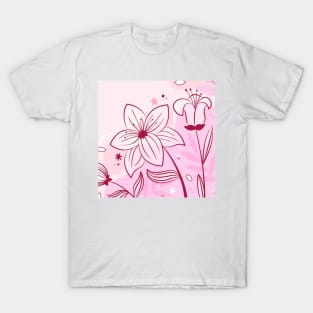 Pink Floral Art T-Shirt